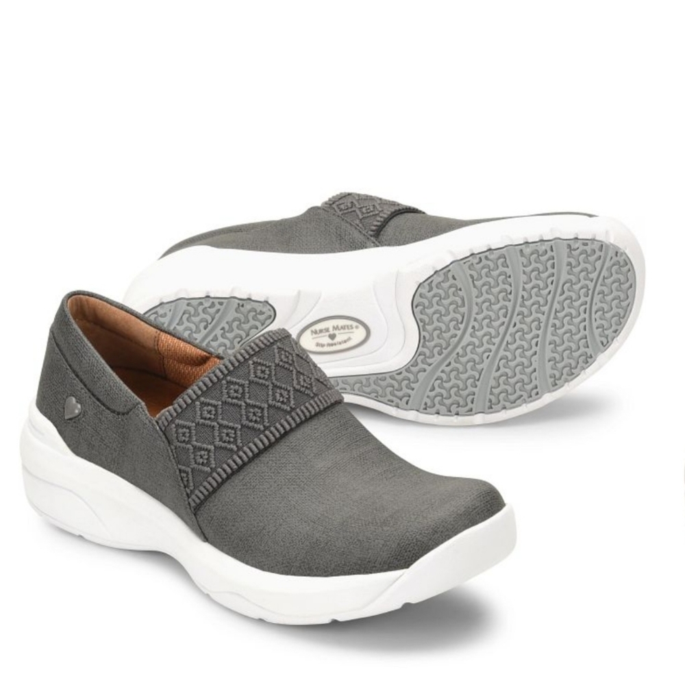 Nurse Mates Cally Grey Slip On Shoes Size 8.5 NWOT